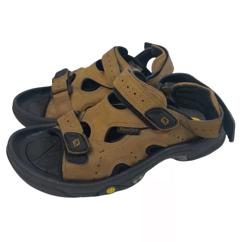 Footjoy 45692 FJ Men's 8 M Brown Strap Soft Spikes Golf Adjustable Sandals